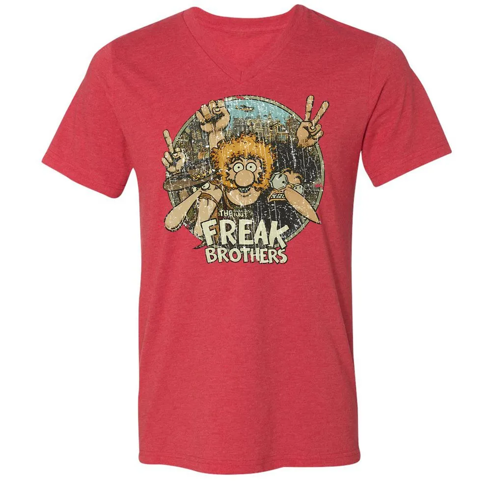 Unisex V-Neck T-Shirt - 2R6W39PV - Heather Red - 5