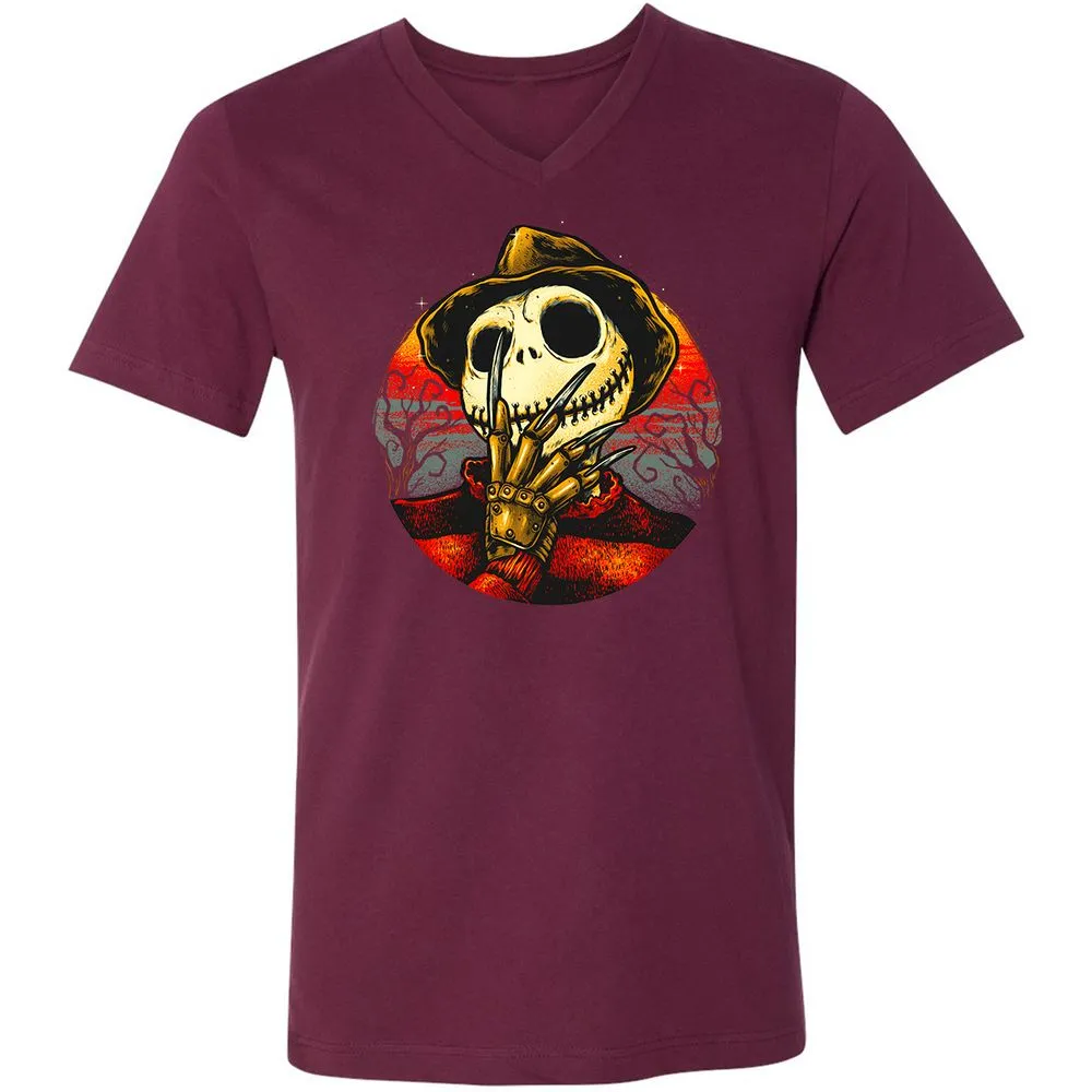 Unisex V-Neck T-Shirt - QETYJYF4 - Maroon - 6