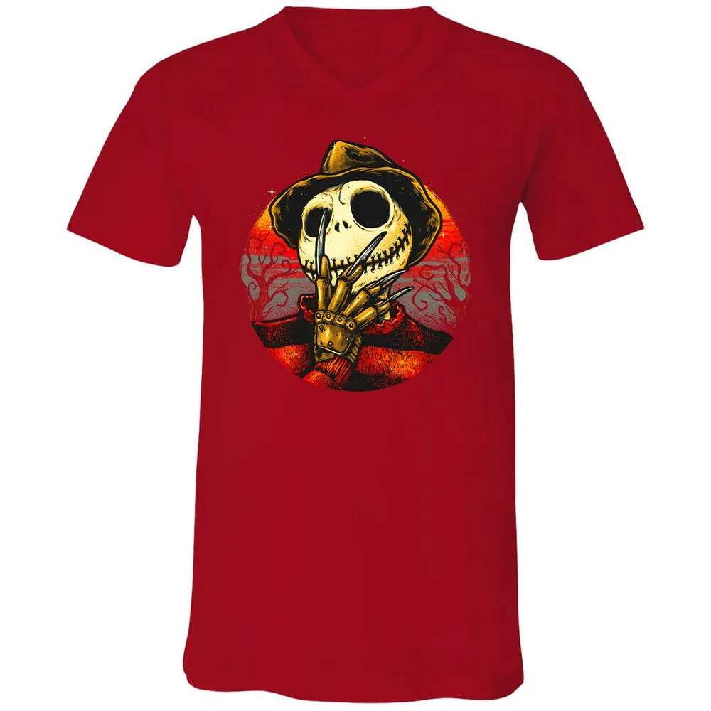 Unisex V-Neck T-Shirt - QETYJYF4 - Red - 3