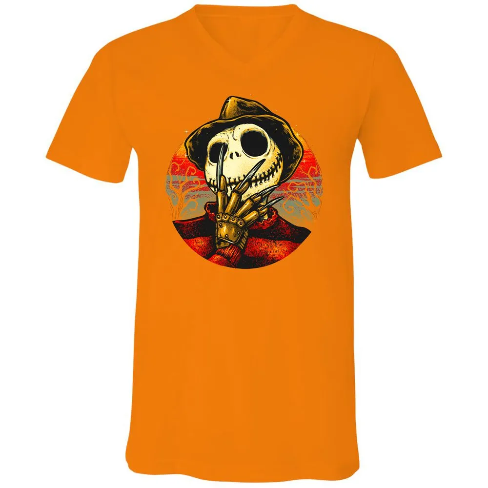 Unisex V-Neck T-Shirt - QETYJYF4 - Orange - 11