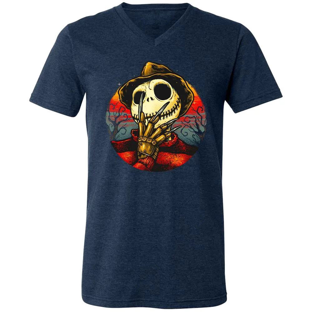 Unisex V-Neck T-Shirt - QETYJYF4 - Heather Navy - 15