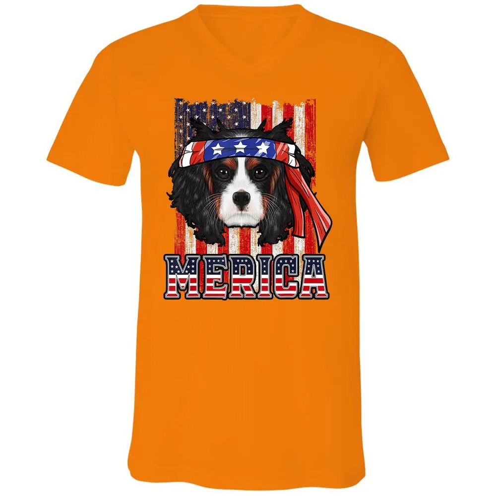 Unisex V-Neck T-Shirt - PRX98J7N - Orange - 11