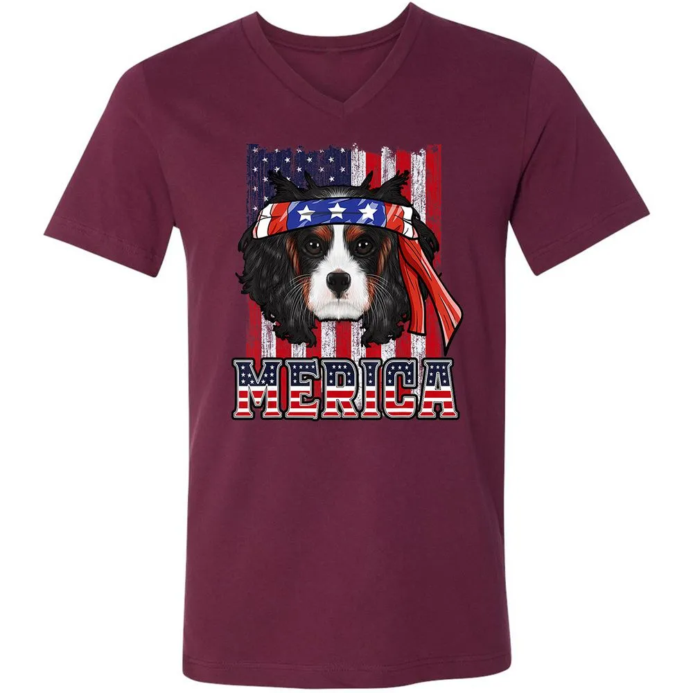 Unisex V-Neck T-Shirt - PRX98J7N - Maroon - 6