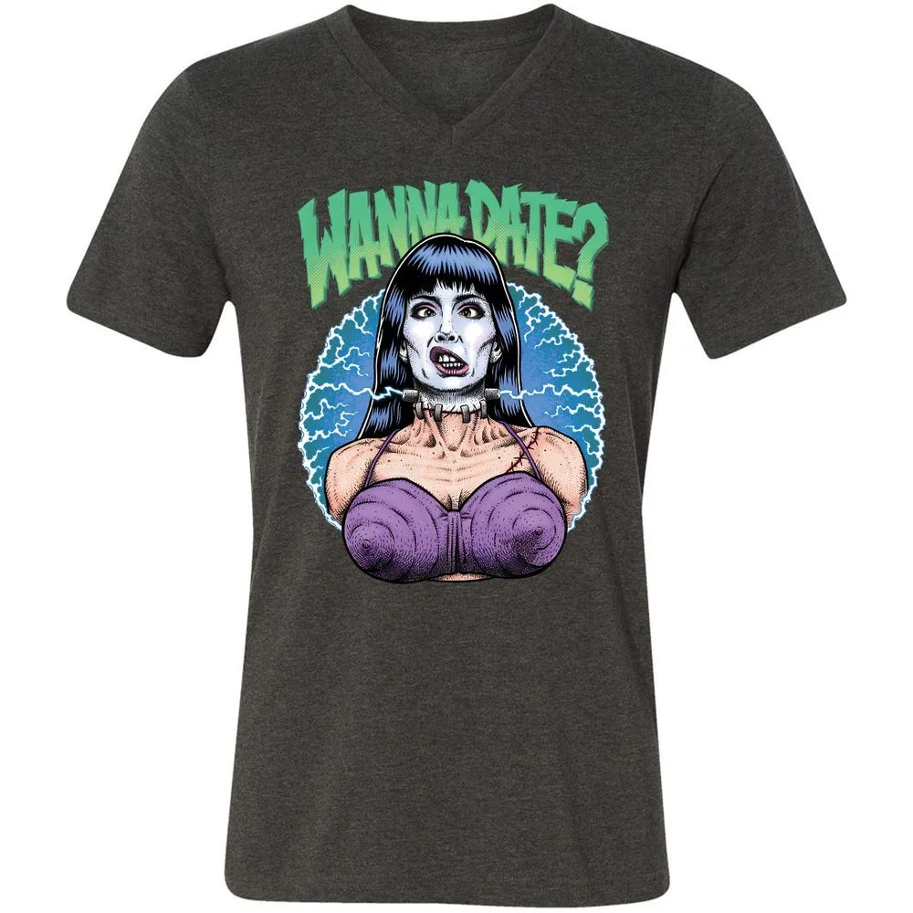 Unisex V-Neck T-Shirt - EXBFK38C - Dark Grey Heather - 8
