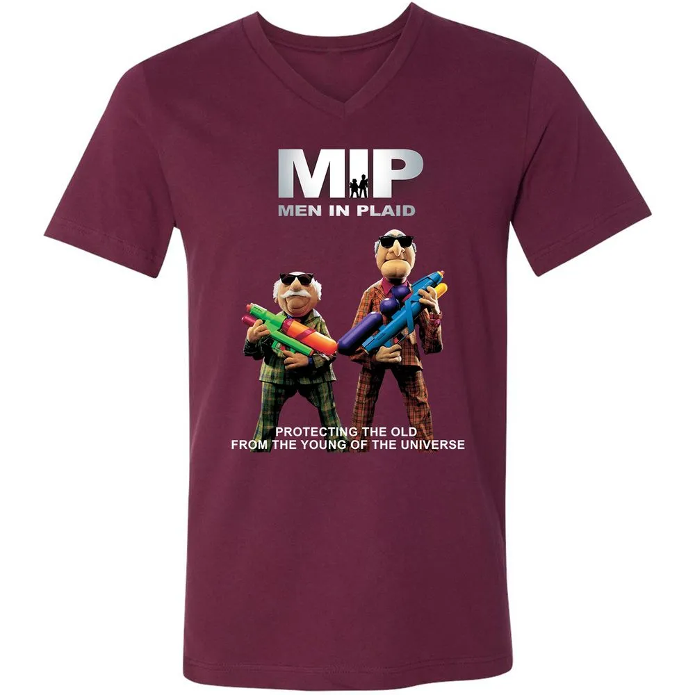 Unisex V-Neck T-Shirt - B7CTGD7T - Maroon - 6