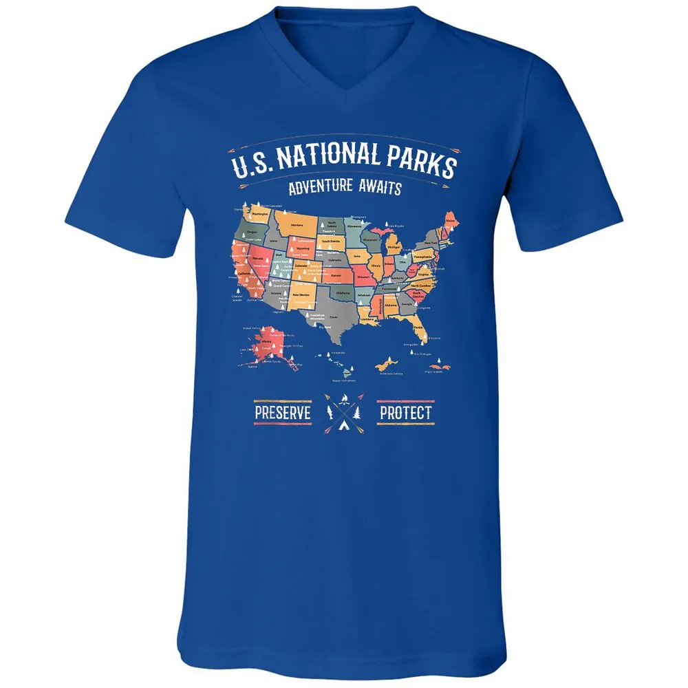 Unisex V-Neck T-Shirt - NNZ9AWXD - True Royal - 4
