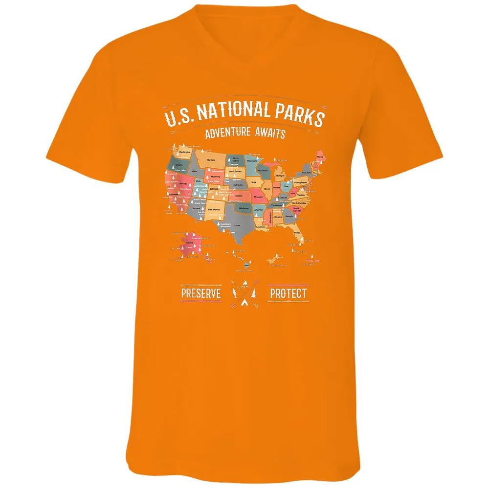 Unisex V-Neck T-Shirt - NNZ9AWXD - Orange - 11
