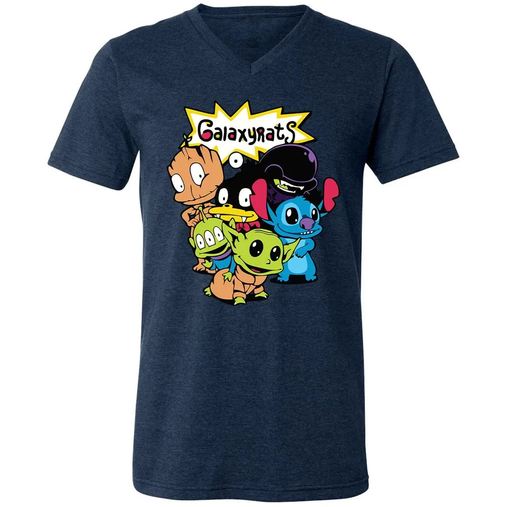 Unisex V-Neck T-Shirt - 89A7M179 - Heather Navy - 15