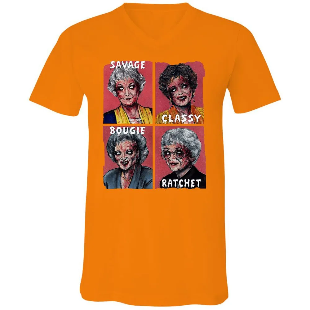 Unisex V-Neck T-Shirt - URHG9LDF - Orange - 11