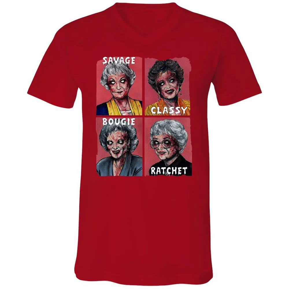 Unisex V-Neck T-Shirt - URHG9LDF - Red - 3