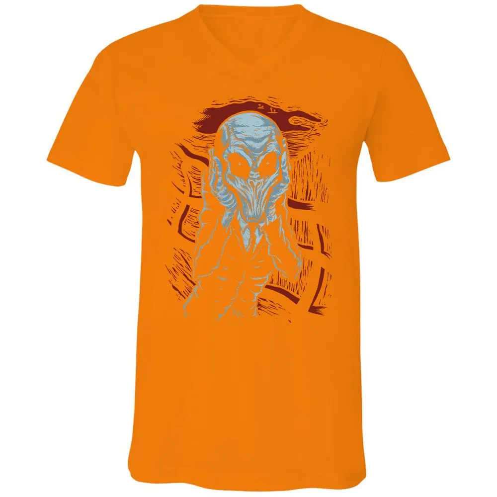 Unisex V-Neck T-Shirt - H54W6YJ9 - Orange - 11