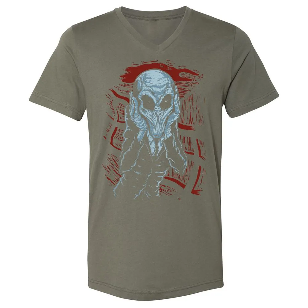 Unisex V-Neck T-Shirt - H54W6YJ9 - Military Green - 10