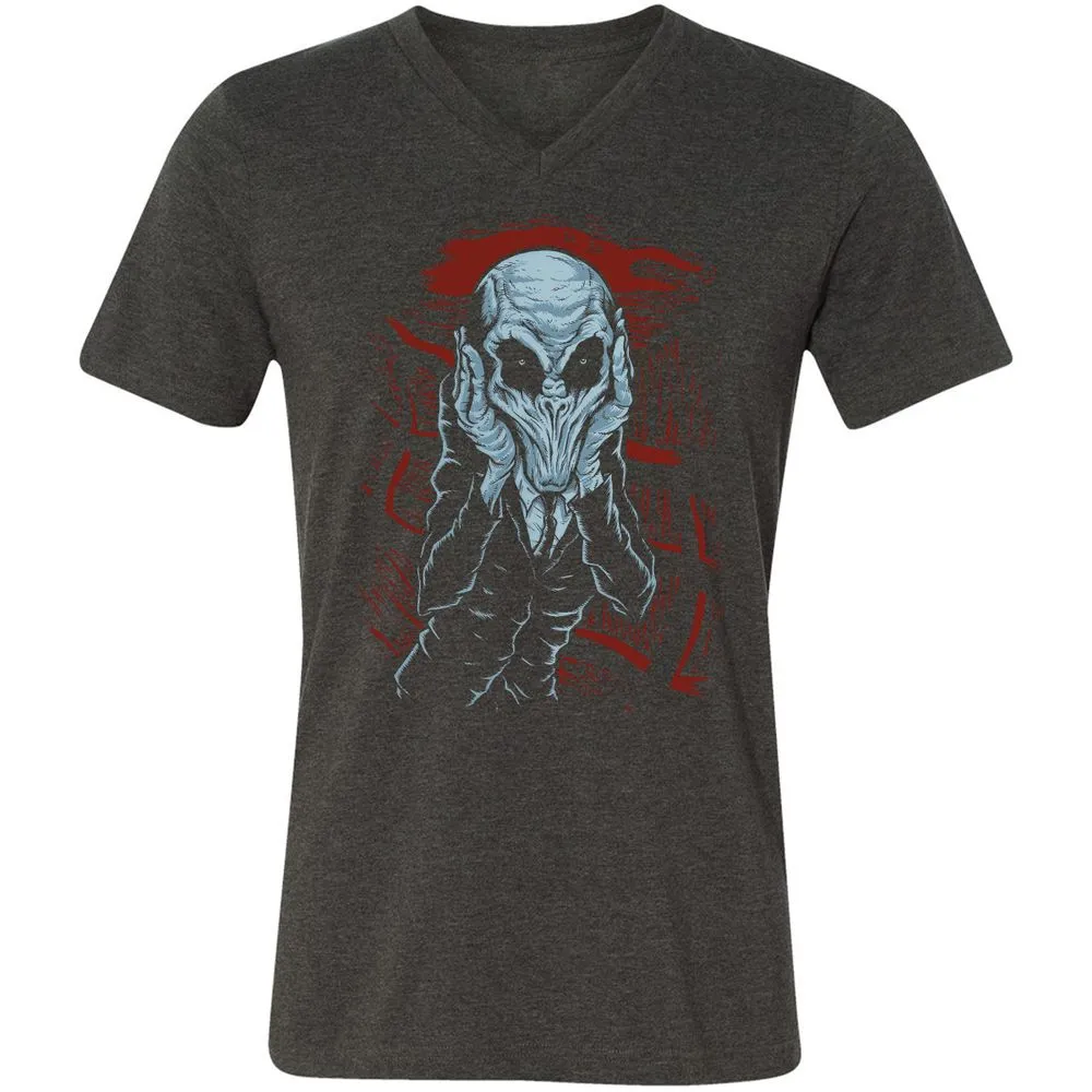 Unisex V-Neck T-Shirt - H54W6YJ9 - Dark Grey Heather - 8