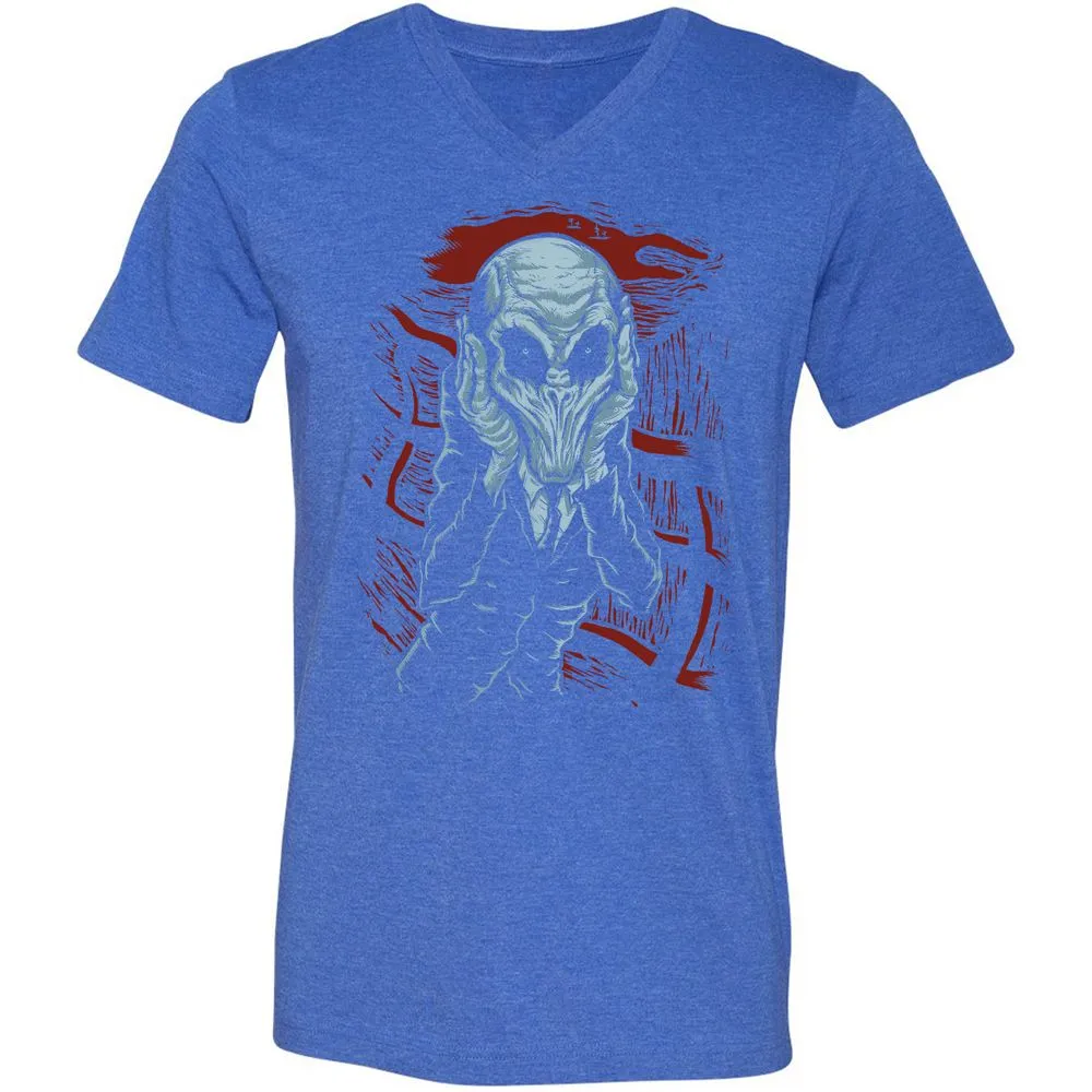 Unisex V-Neck T-Shirt - H54W6YJ9 - Heather True Royal - 14