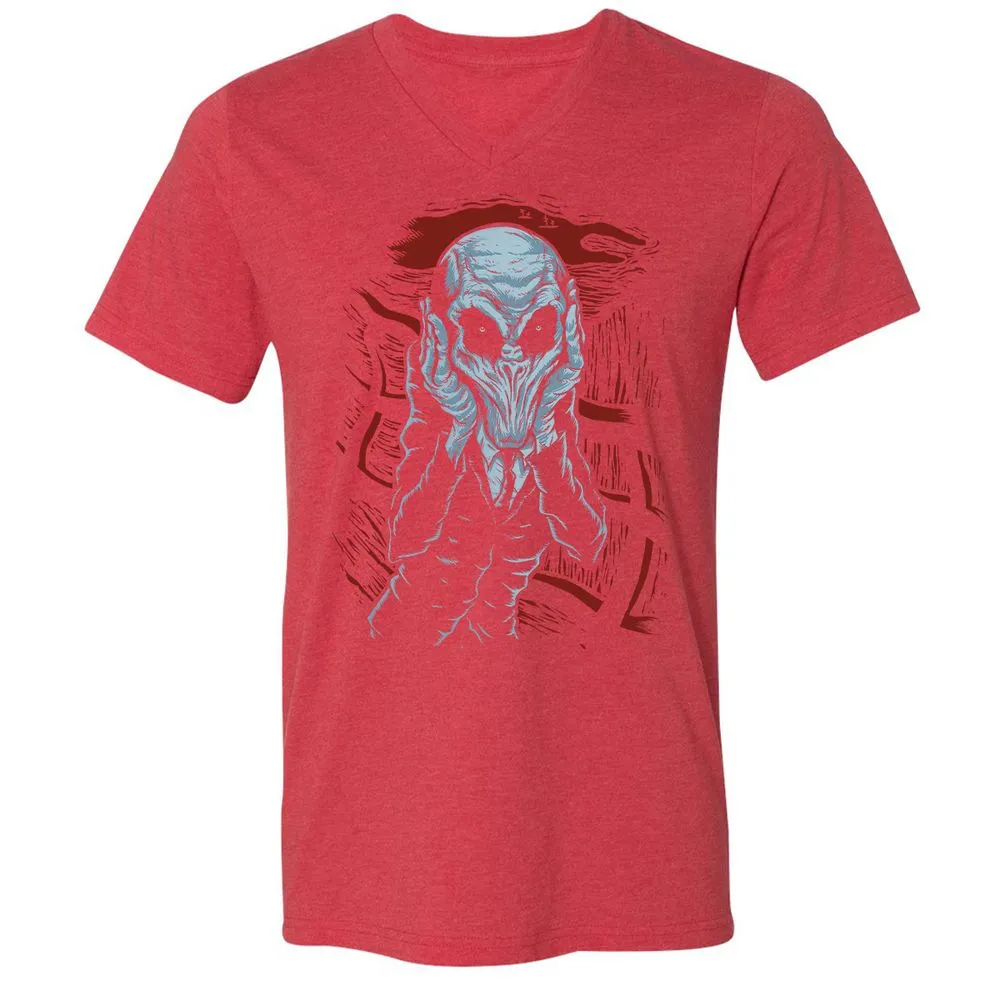 Unisex V-Neck T-Shirt - H54W6YJ9 - Heather Red - 16