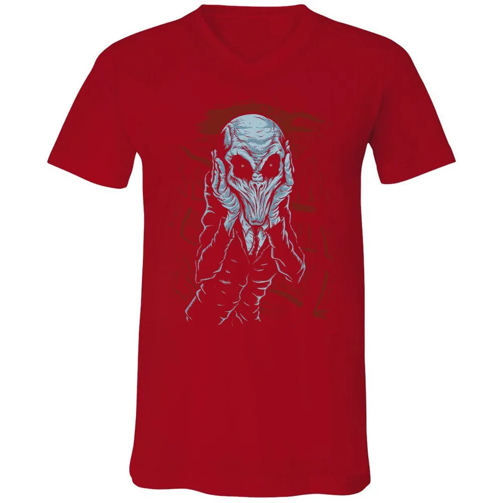 Unisex V-Neck T-Shirt - H54W6YJ9 - Red - 3