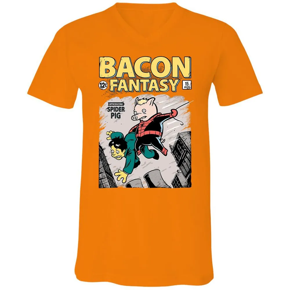 Unisex V-Neck T-Shirt - TZVKGWDQ - Orange - 11