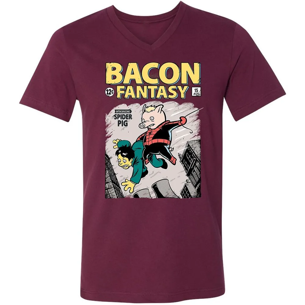 Unisex V-Neck T-Shirt - TZVKGWDQ - Maroon - 6