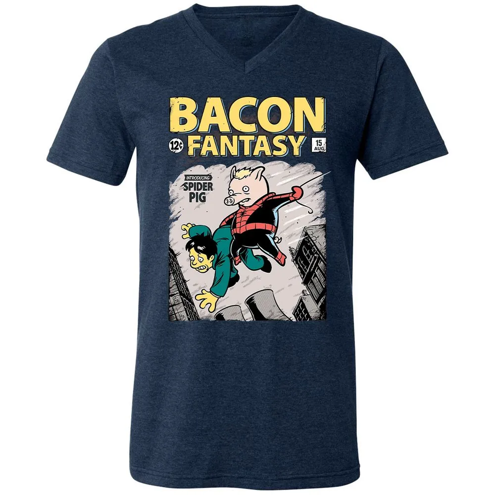 Unisex V-Neck T-Shirt - TZVKGWDQ - Heather Navy - 15