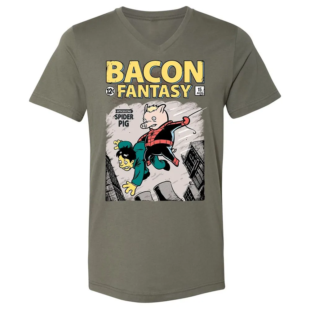 Unisex V-Neck T-Shirt - TZVKGWDQ - Military Green - 10
