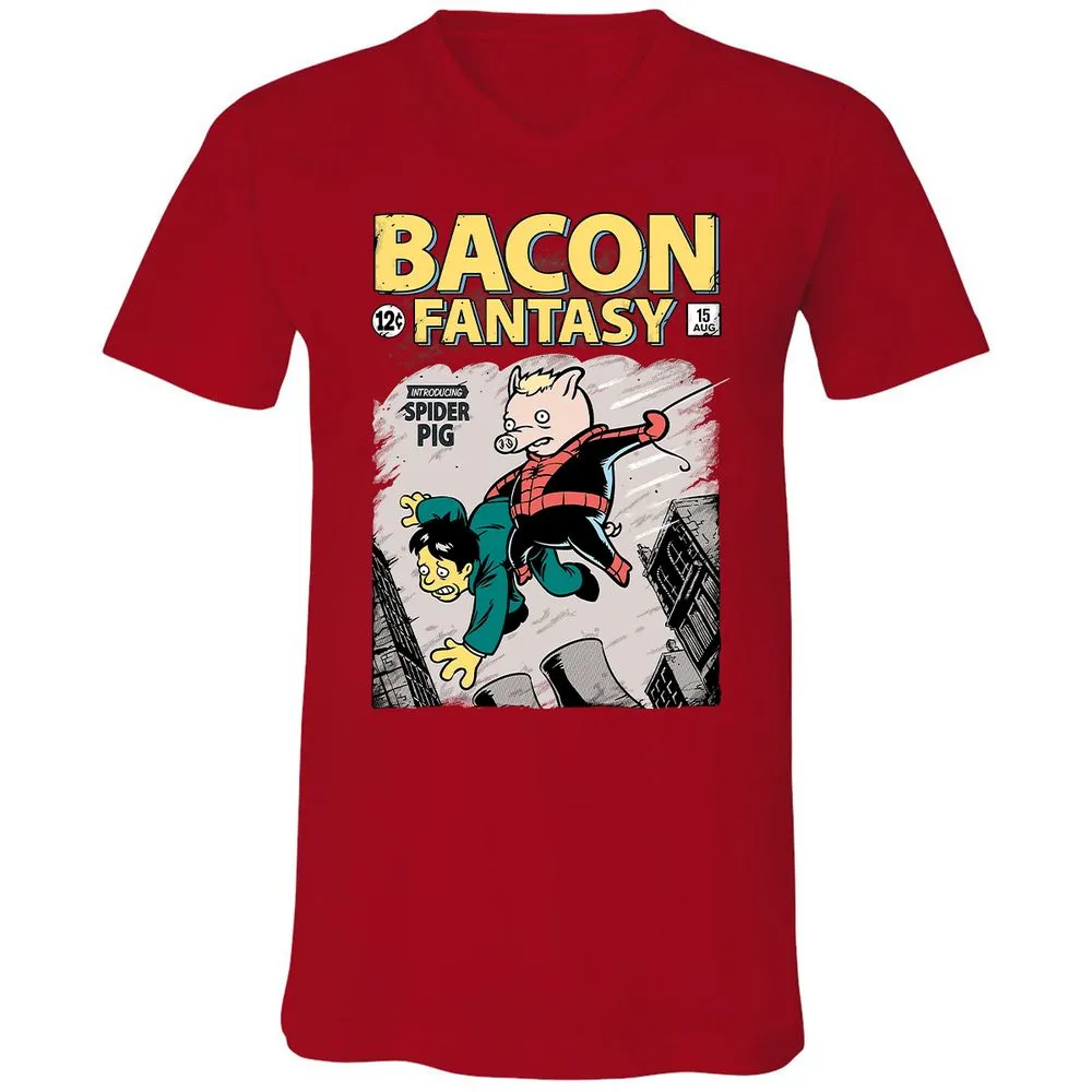 Unisex V-Neck T-Shirt - TZVKGWDQ - Red - 3