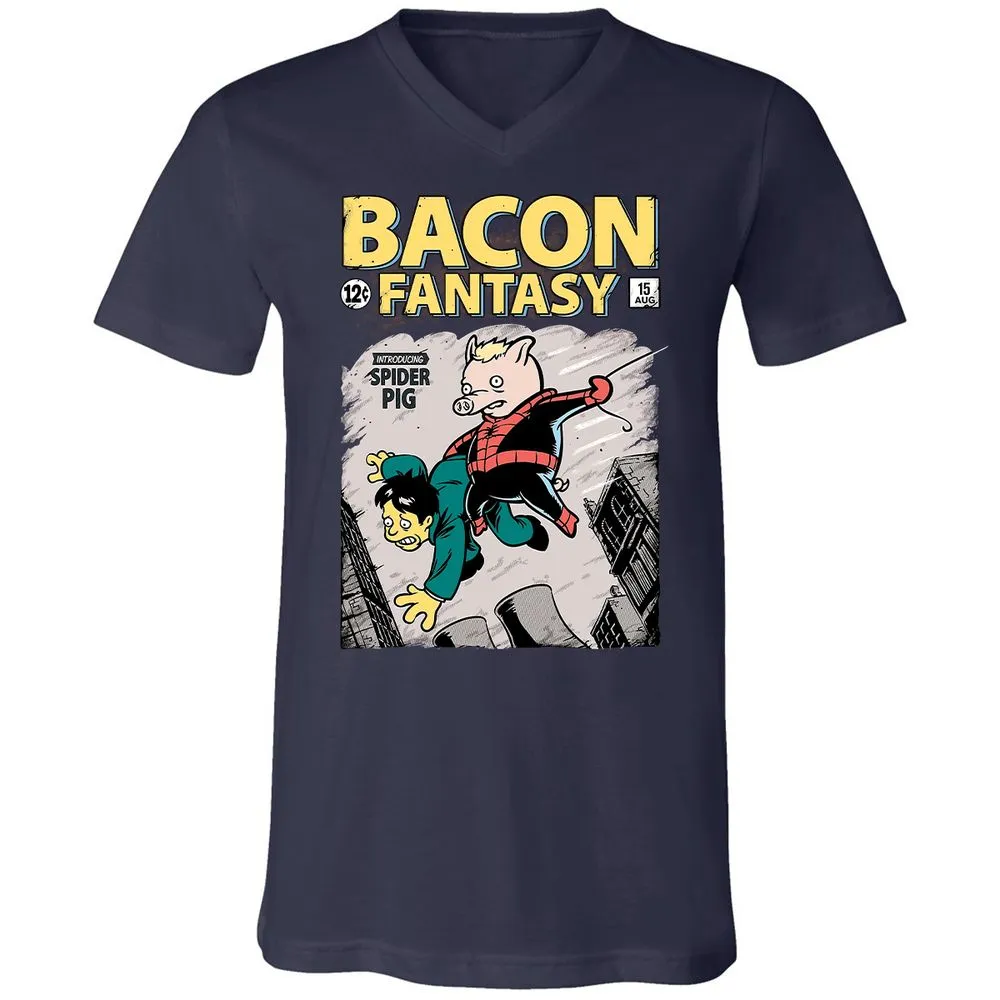 Unisex V-Neck T-Shirt - TZVKGWDQ - Navy - 2