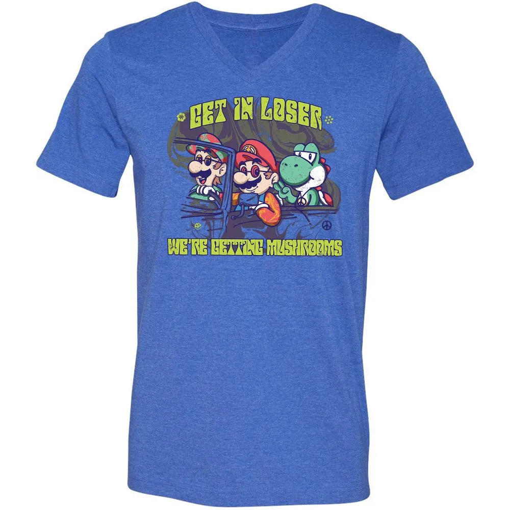 Unisex V-Neck T-Shirt - 8VBFC7HD - Heather True Royal - 14