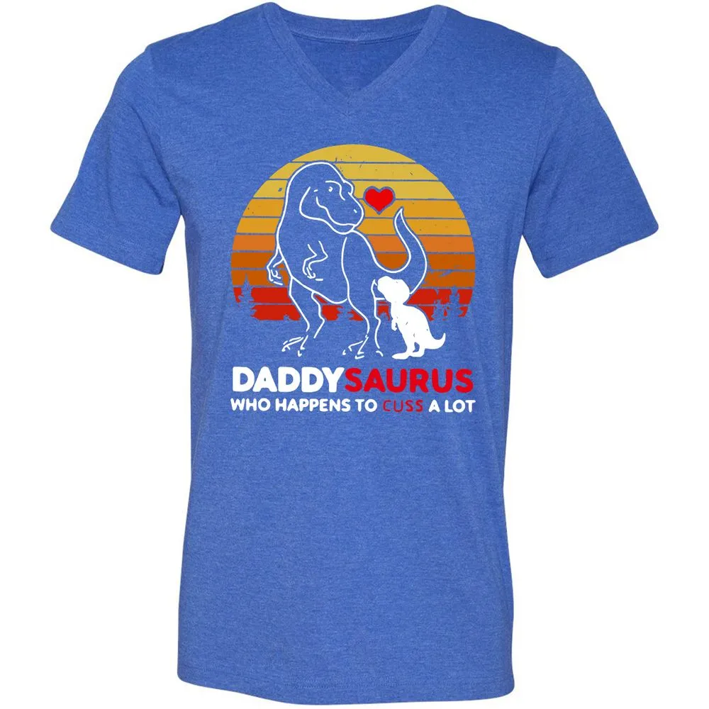 Unisex V-Neck T-Shirt - AUEUJG3Y - Heather True Royal - 14