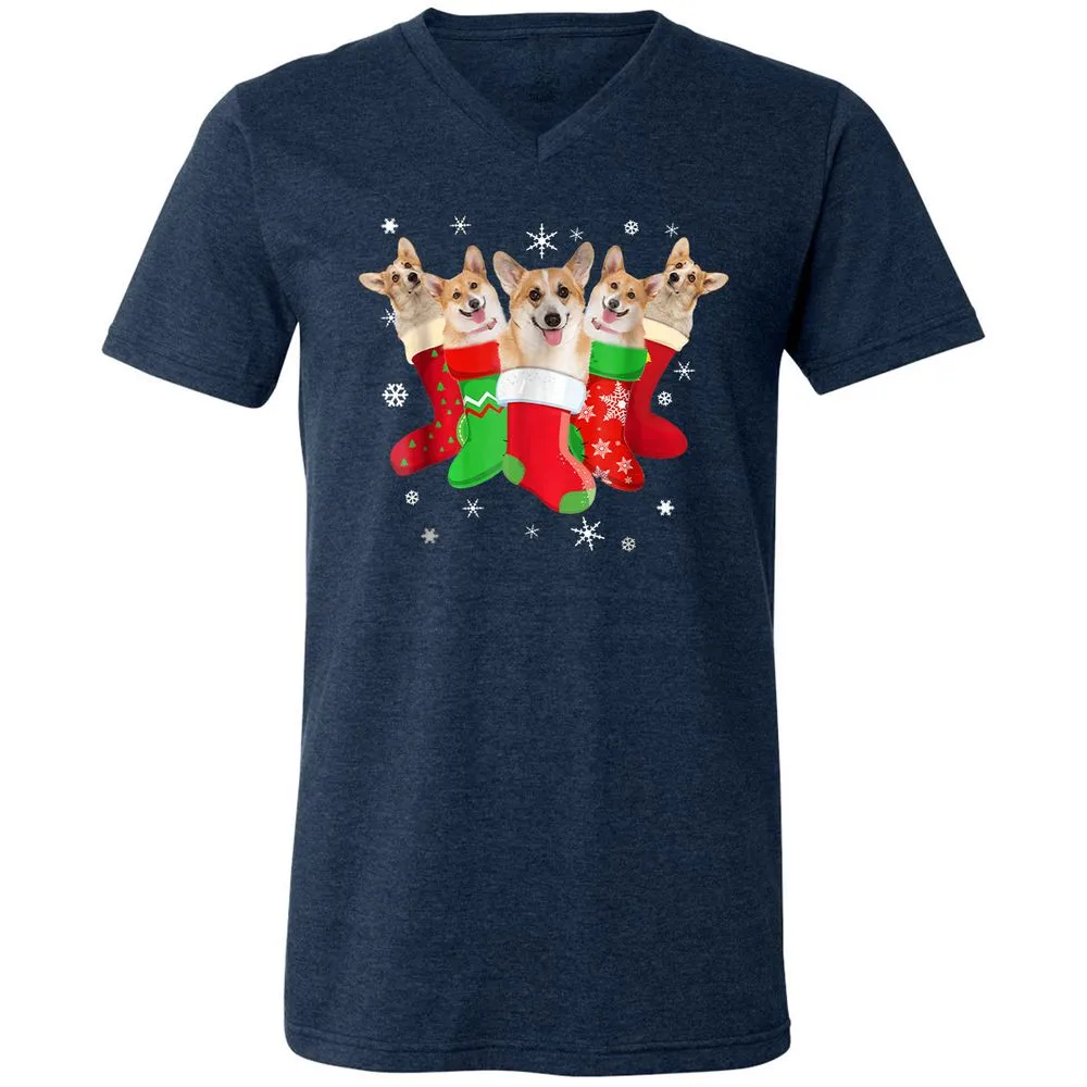 Unisex V-Neck T-Shirt - 5EV9MLPT - Heather Navy - 15