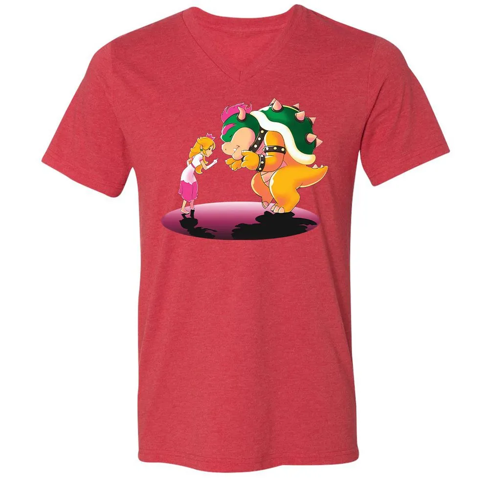 Unisex V-Neck T-Shirt - LNJTFT3E - Heather Red - 16