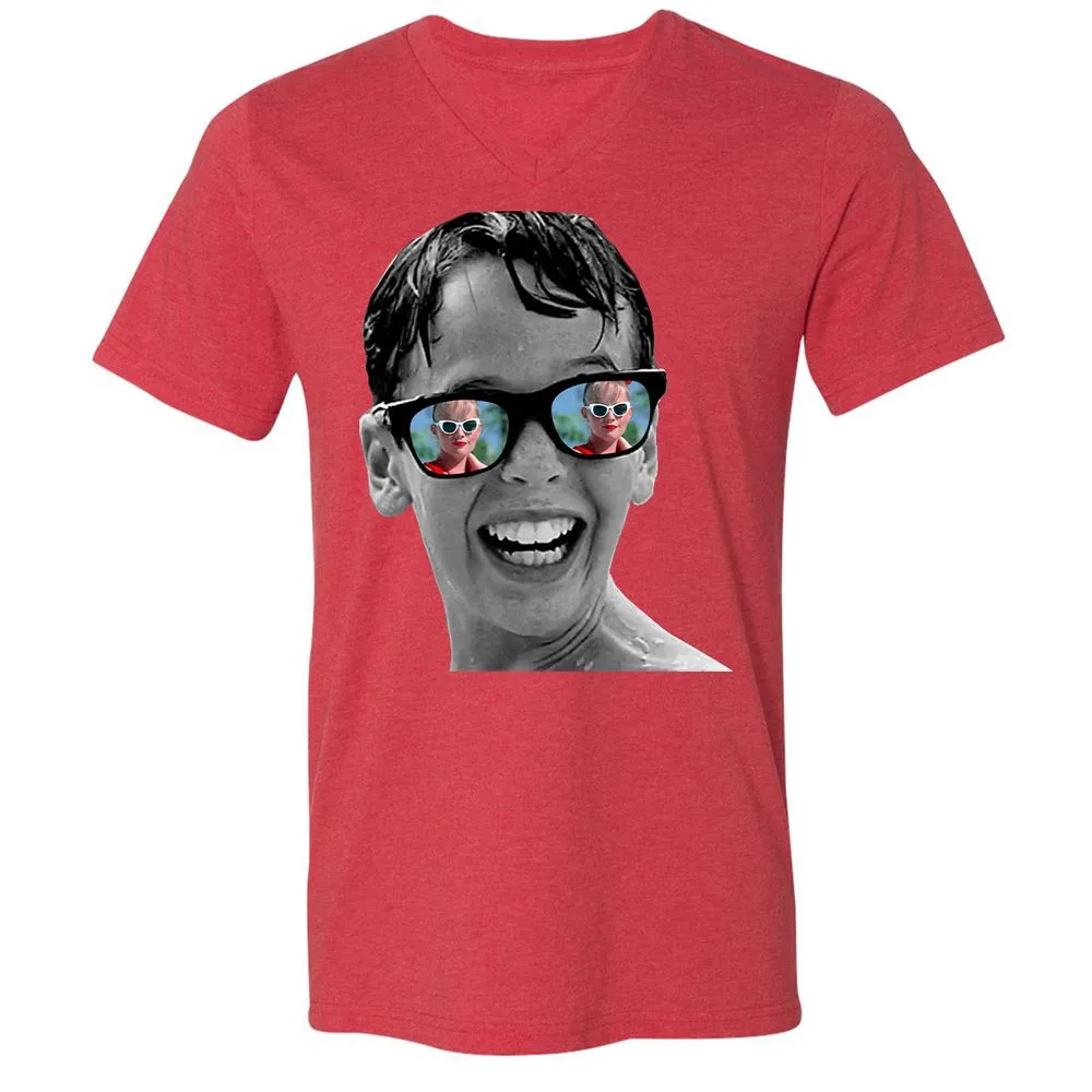 Unisex V-Neck T-Shirt - DGPL9E3P - Heather Red - 16