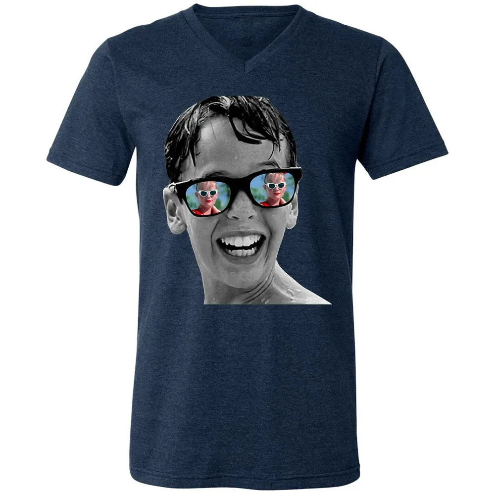 Unisex V-Neck T-Shirt - DGPL9E3P - Heather Navy - 15