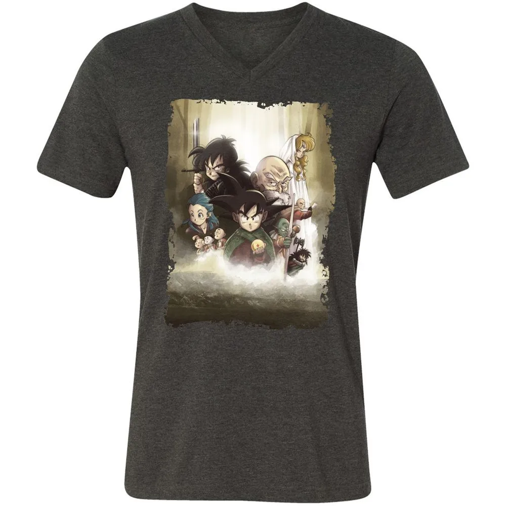 Unisex V-Neck T-Shirt - ZNUUR6J7 - Dark Grey Heather - 8