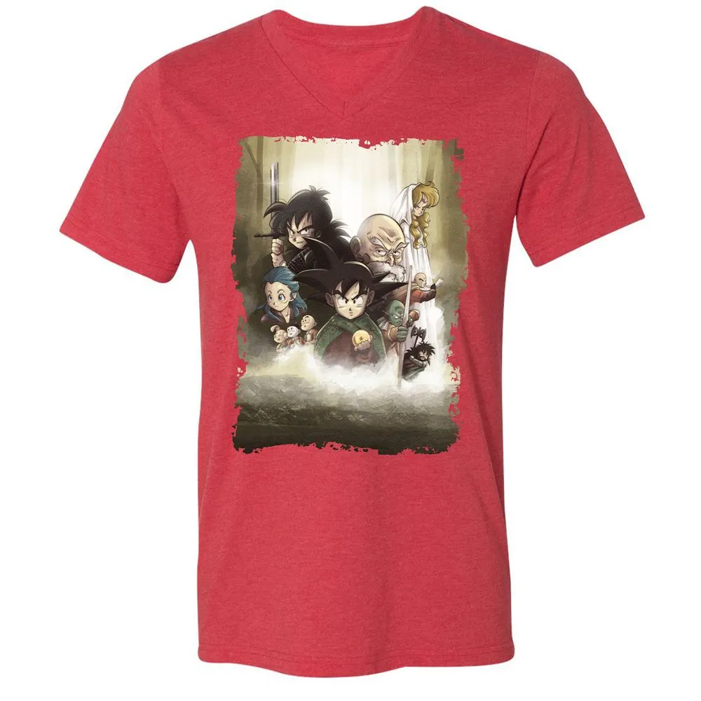 Unisex V-Neck T-Shirt - ZNUUR6J7 - Heather Red - 16