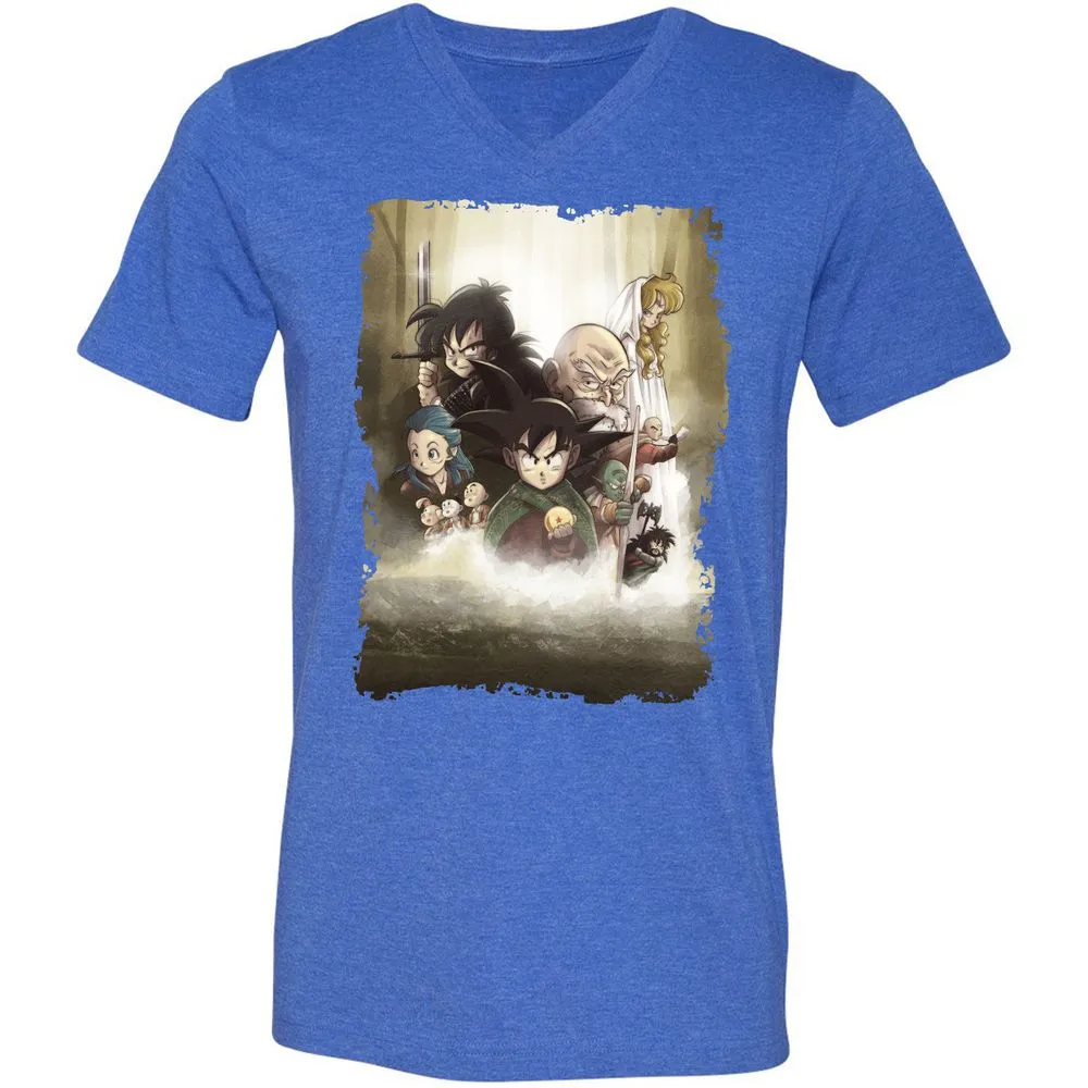 Unisex V-Neck T-Shirt - ZNUUR6J7 - Heather True Royal - 14