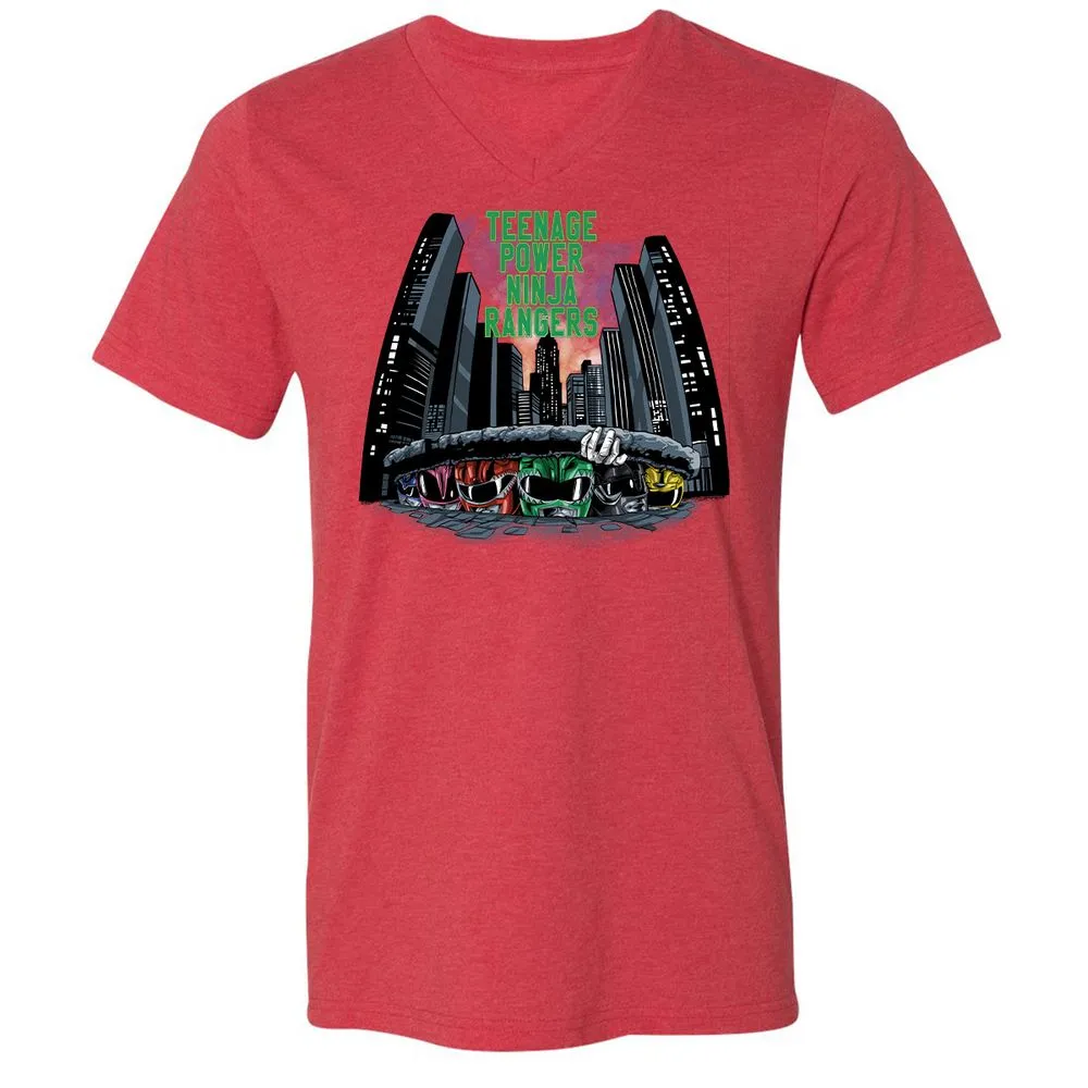 Unisex V-Neck T-Shirt - JHF82JBQ - Heather Red - 16