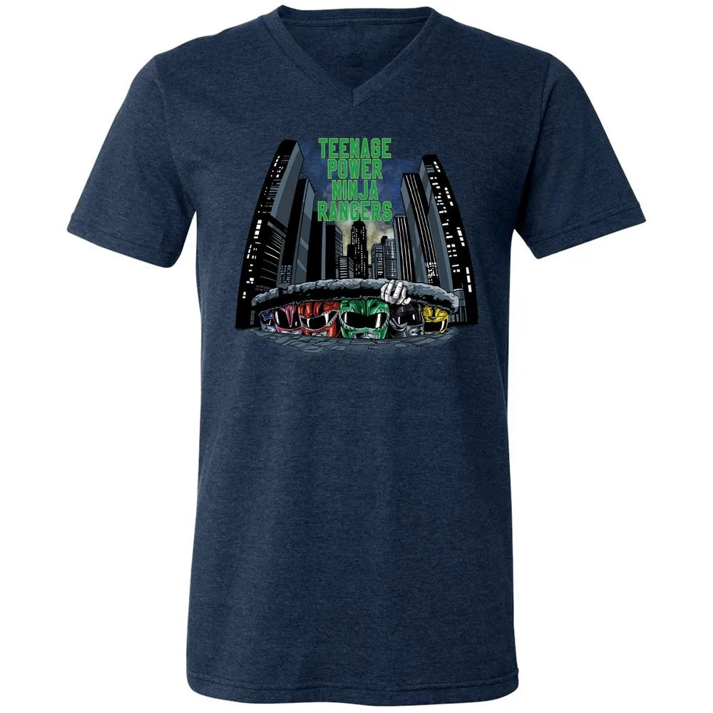 Unisex V-Neck T-Shirt - JHF82JBQ - Heather Navy - 15