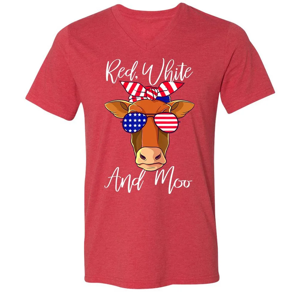 Unisex V-Neck T-Shirt - GTDQDD35 - Heather Red - 16