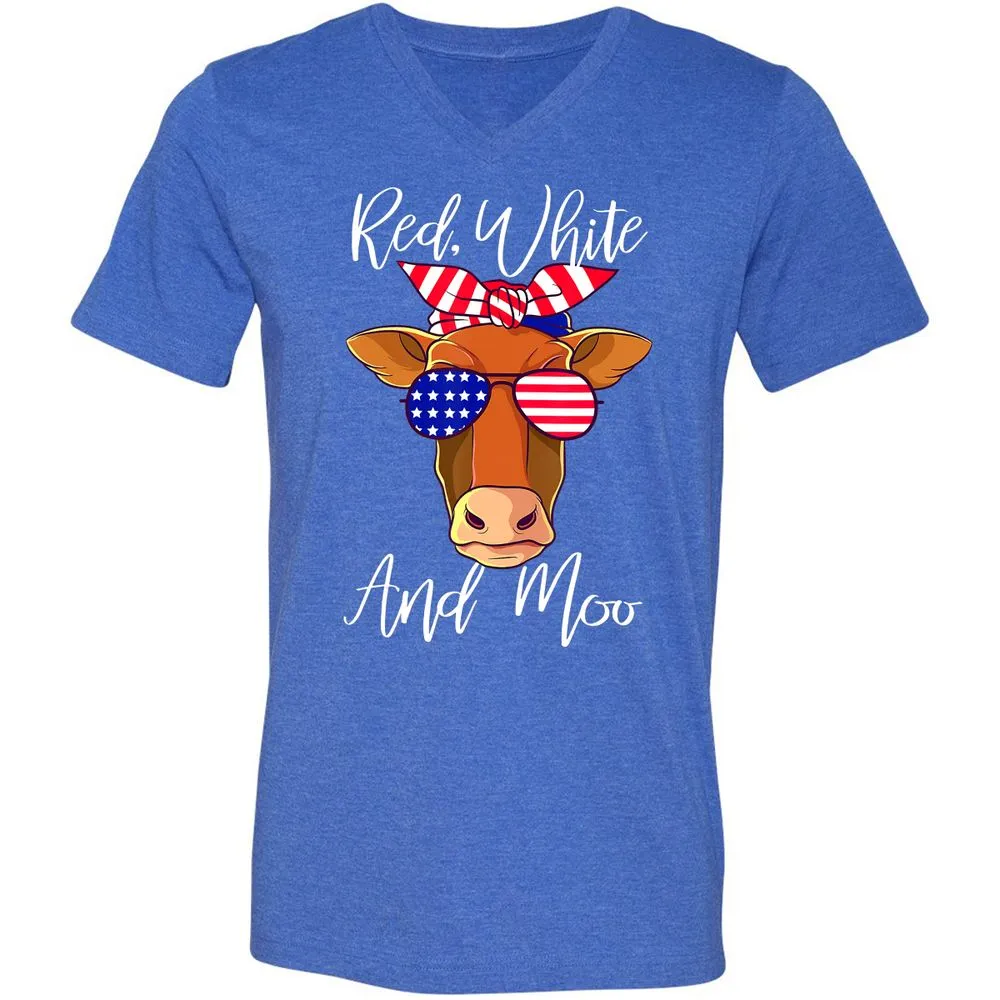 Unisex V-Neck T-Shirt - GTDQDD35 - Heather True Royal - 14