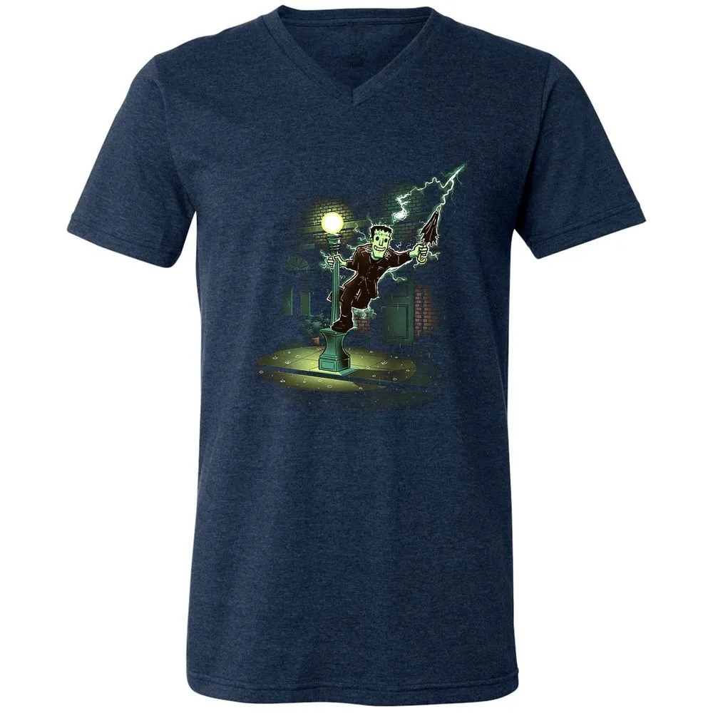 Unisex V-Neck T-Shirt - A8G7CLDX - Heather Navy - 15