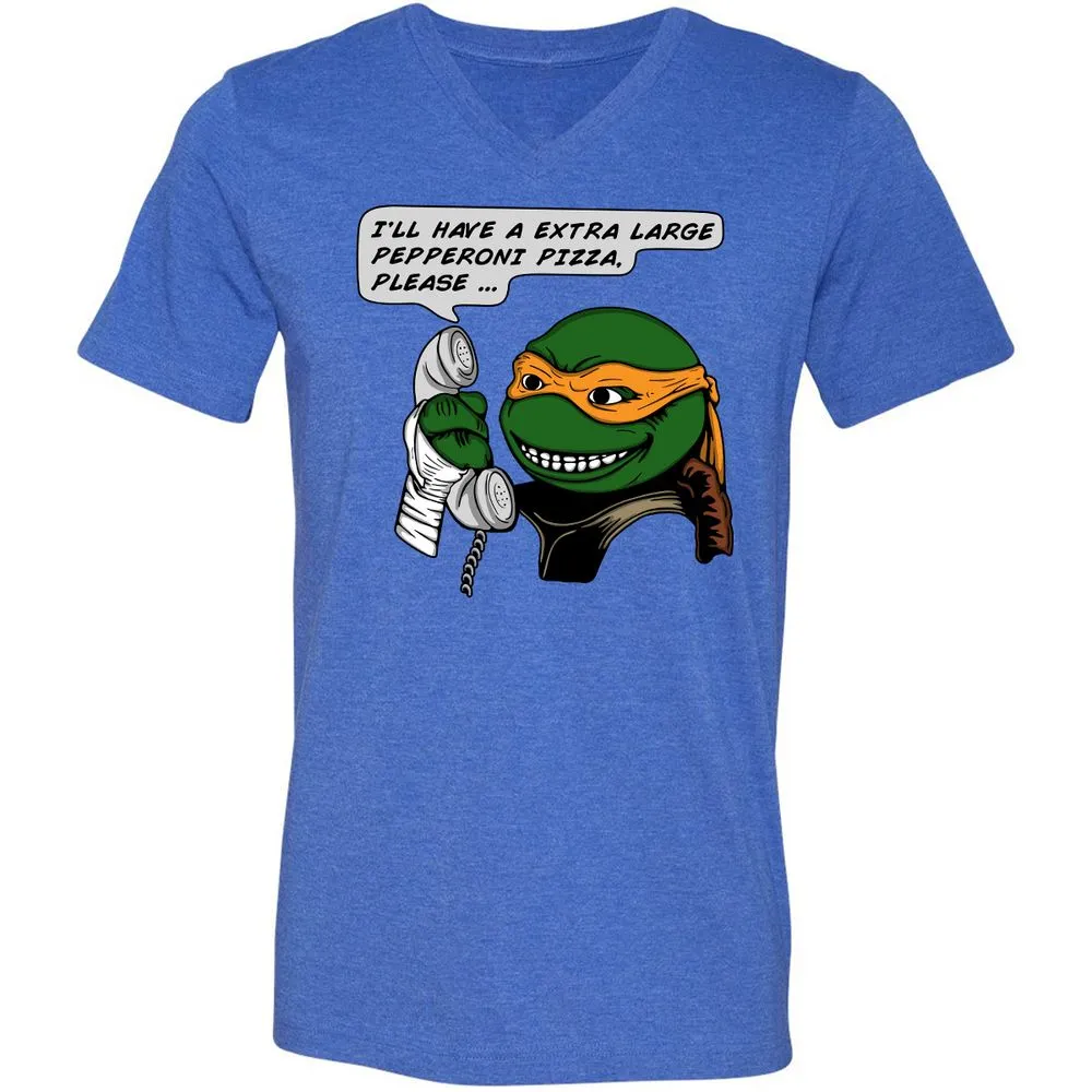 Unisex V-Neck T-Shirt - WYY5ZHMA - Heather True Royal - 14