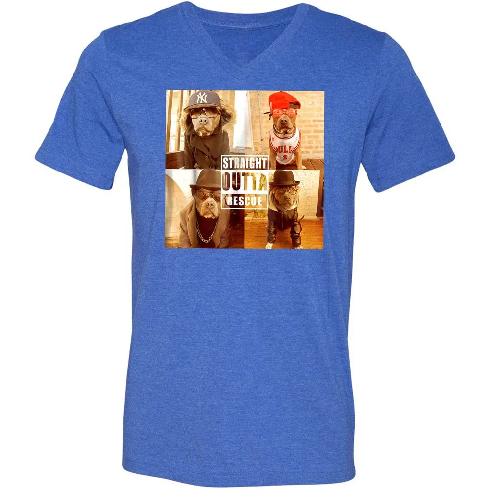 Unisex V-Neck T-Shirt - PYQ6PKWF - Heather True Royal - 14