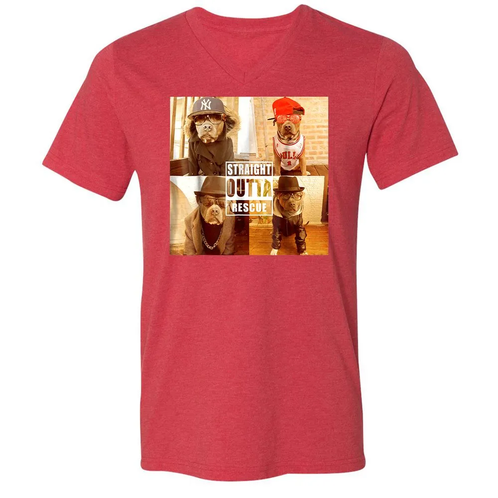 Unisex V-Neck T-Shirt - PYQ6PKWF - Heather Red - 16