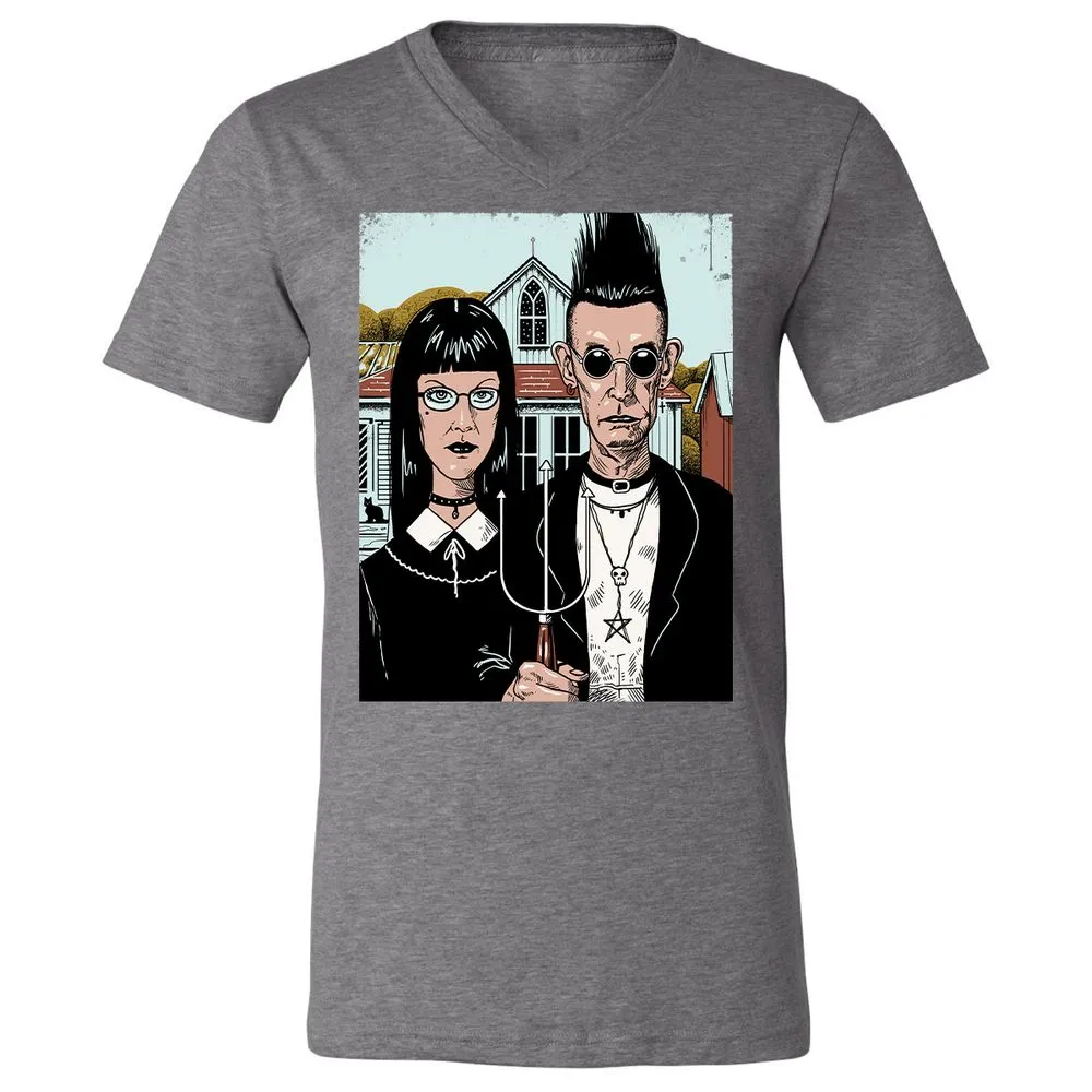 Unisex V-Neck T-Shirt - 5EA5DYBF - Deep Heather - 13