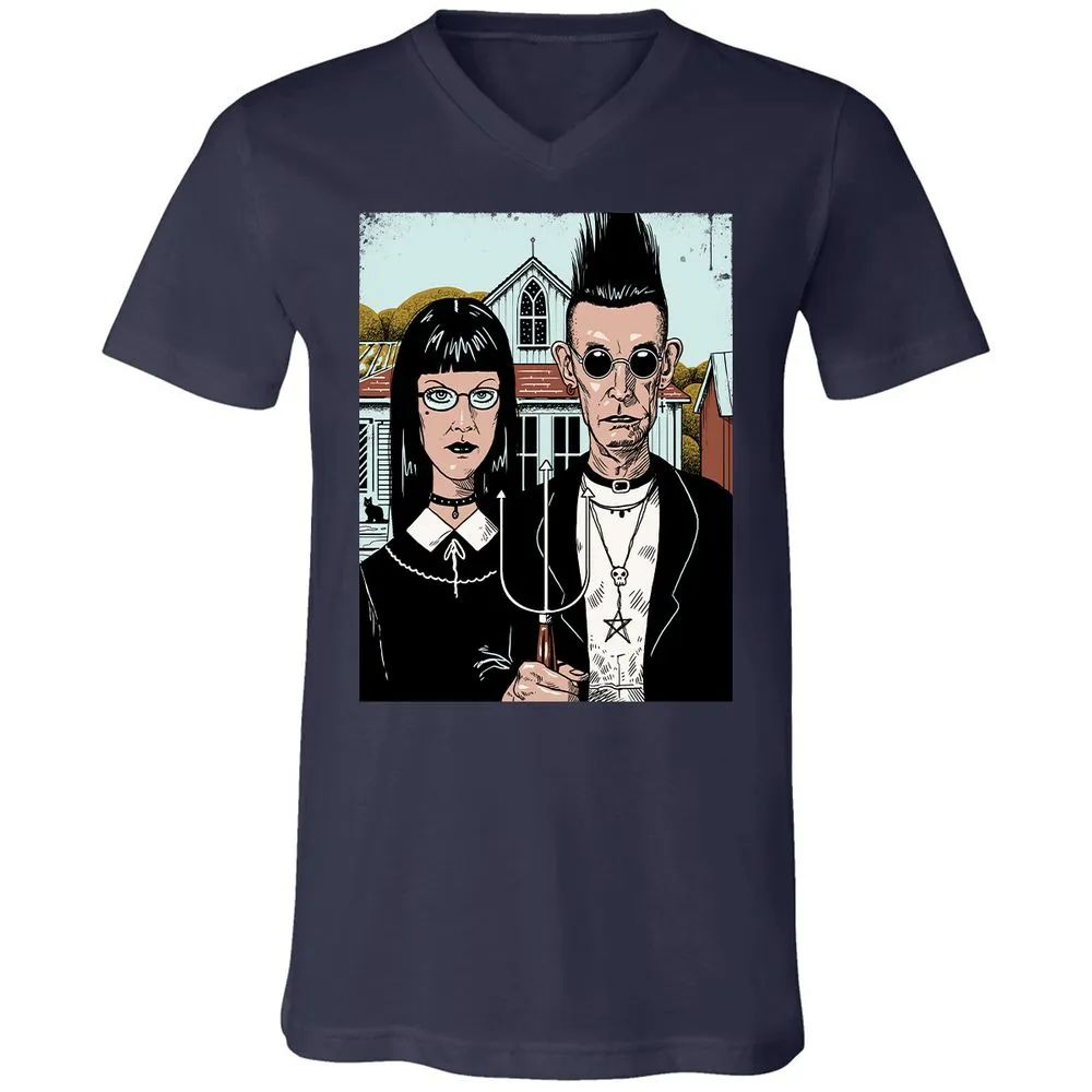 Unisex V-Neck T-Shirt - 5EA5DYBF - Navy - 2