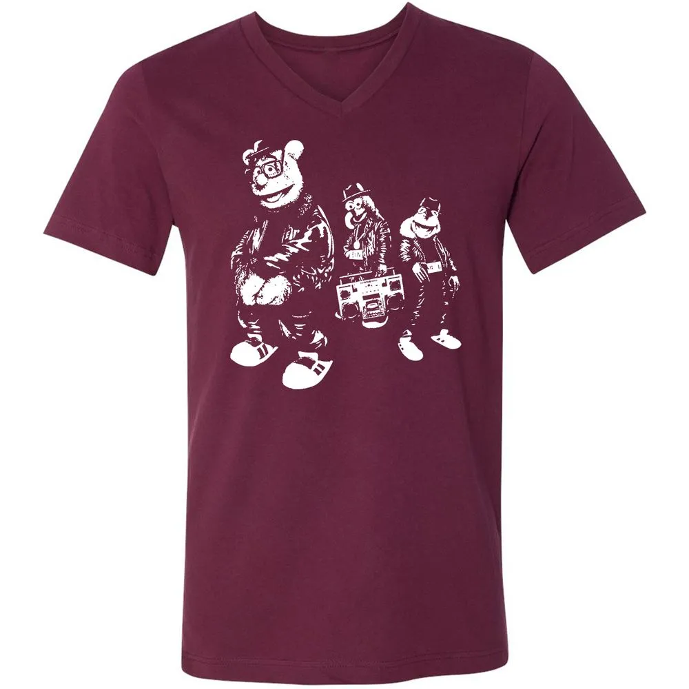 Unisex V-Neck T-Shirt - TSAXBR39 - Maroon - 6