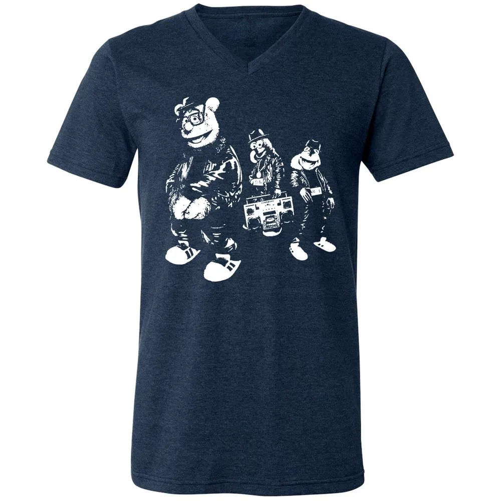 Unisex V-Neck T-Shirt - TSAXBR39 - Heather Navy - 15