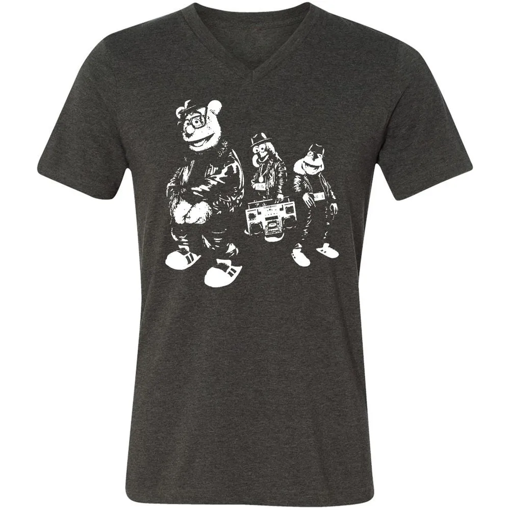 Unisex V-Neck T-Shirt - TSAXBR39 - Dark Grey Heather - 8