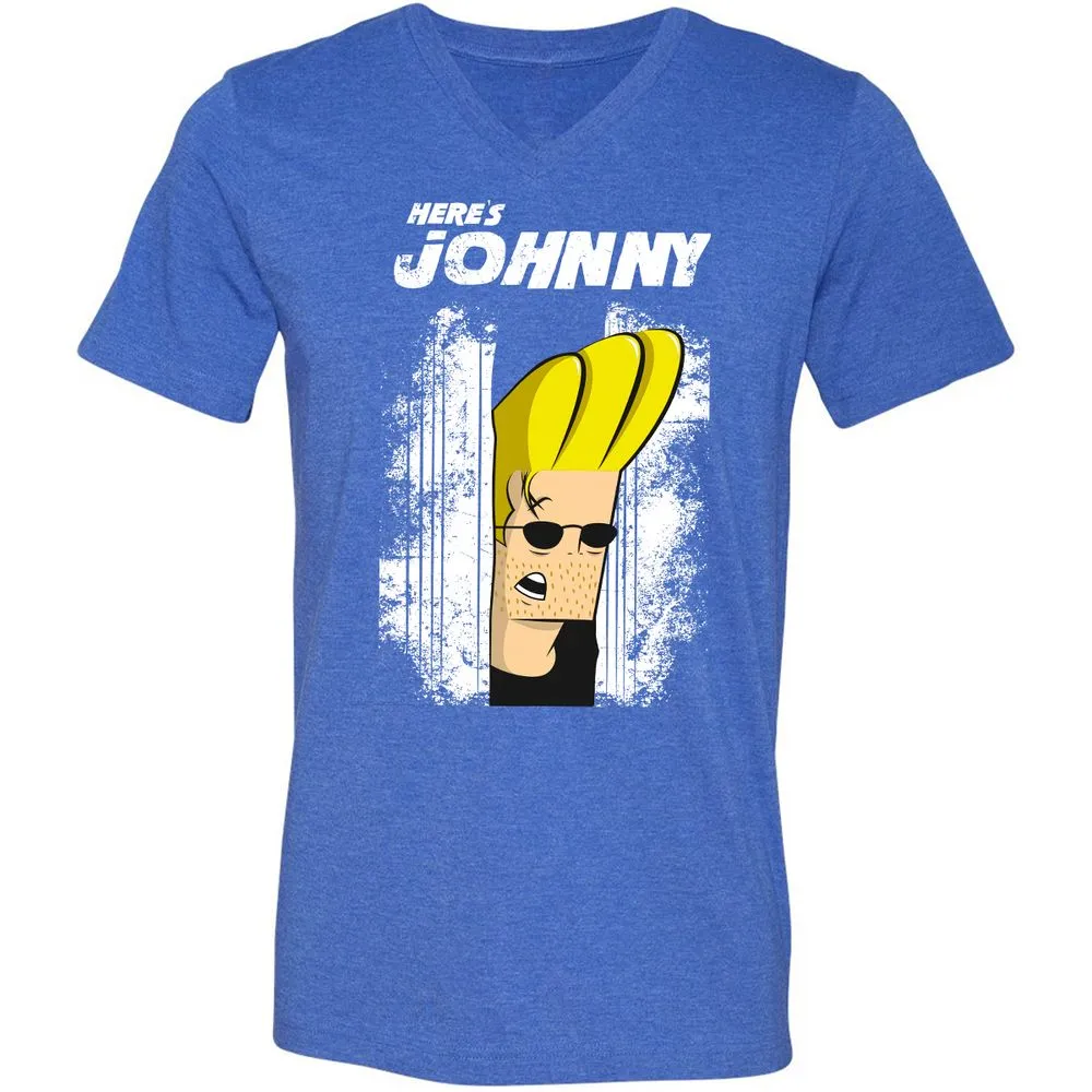 Unisex V-Neck T-Shirt - LG8QZY8F - Heather True Royal - 14