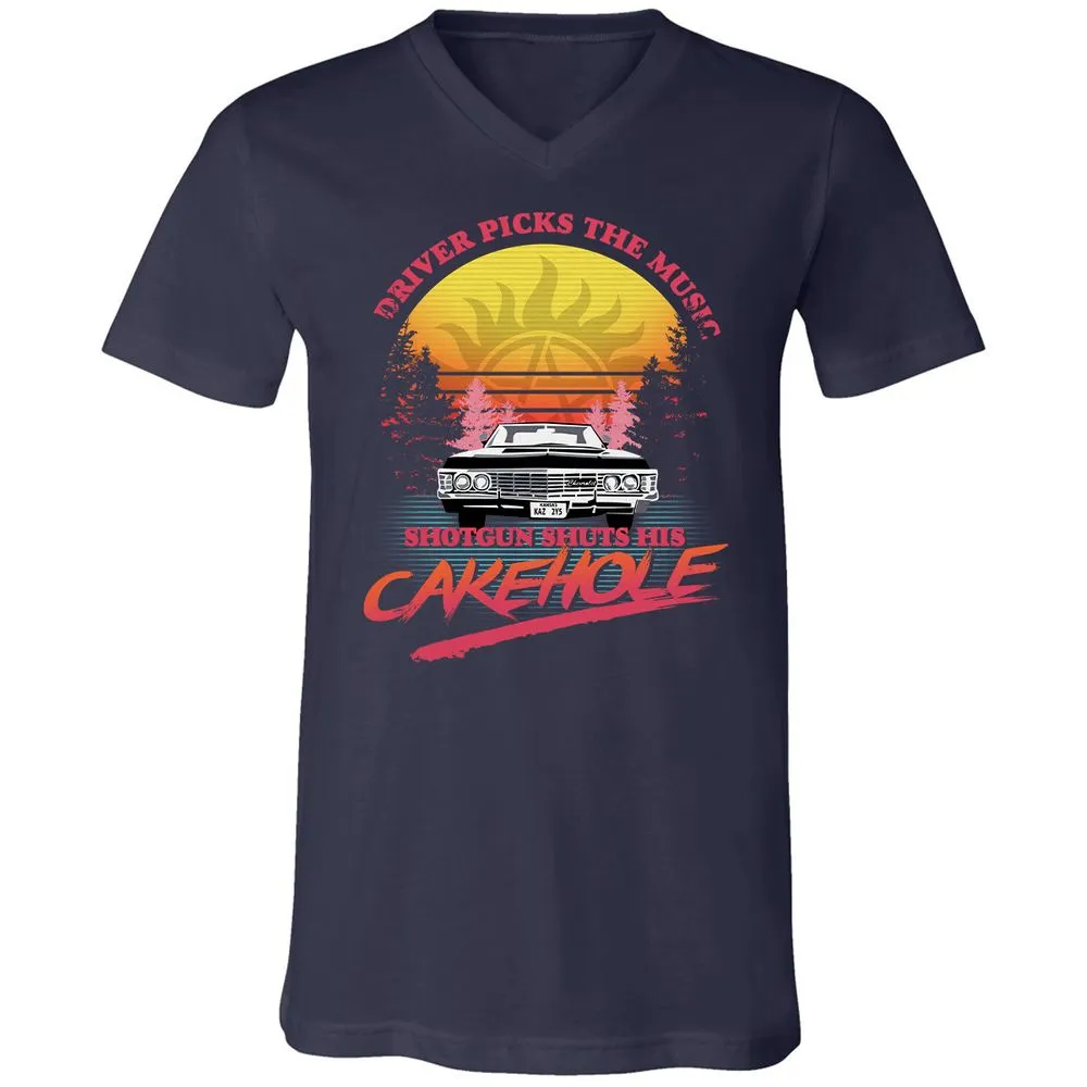 Unisex V-Neck T-Shirt - BB5UDQZY - Navy - 2